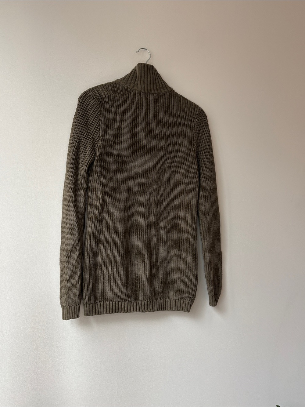 Chaps Olive Button-Up Ribbed Knit Cardigan - Picture 6 of 7